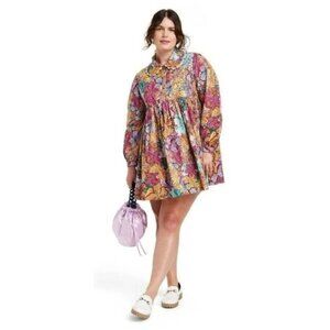 Kika Vargas X Target Womens Mini Babydoll Dress Sze 3X Multicolor Anemone Floral
